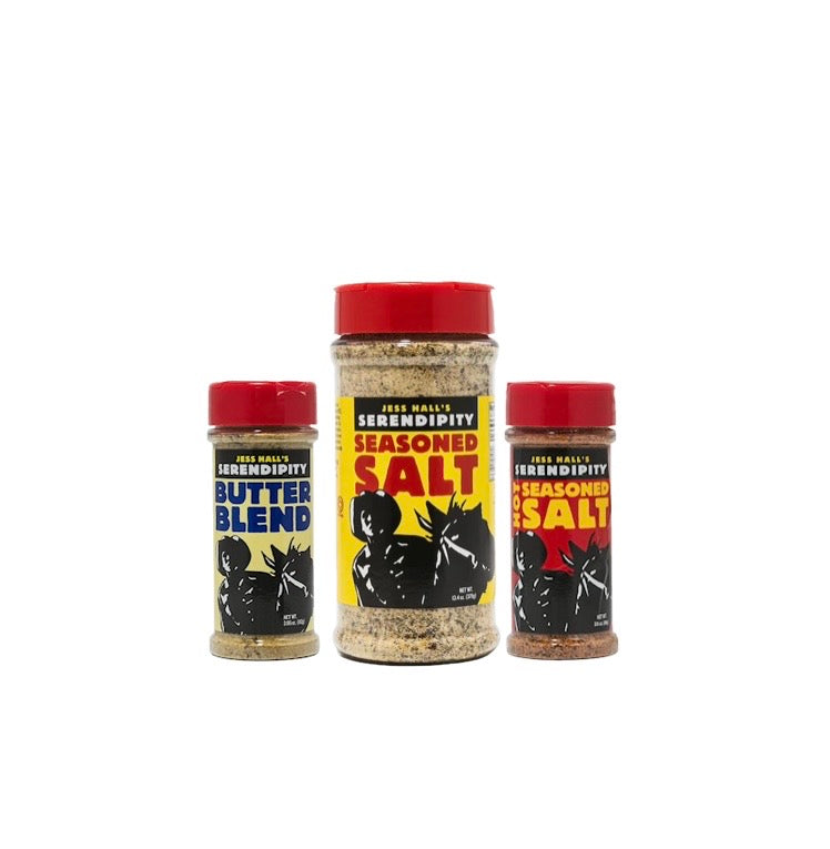 Jess Hall’s Serendipity 3 Pack - Seasoned Salt, Hot & Butter Blend